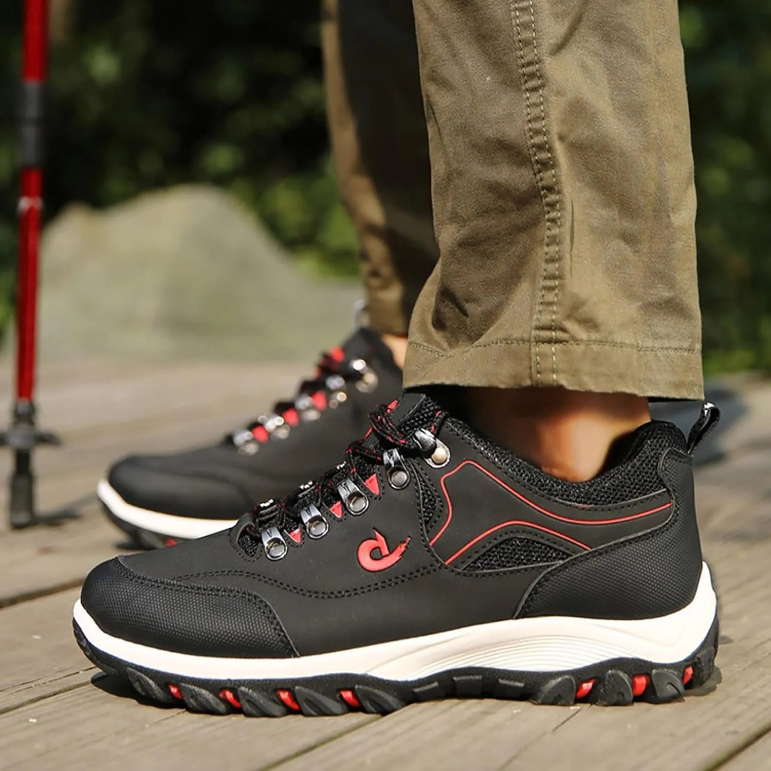 Men's Walking Shoes Waterproof Hiking Shoes Slip on Orthopedic Sneakers Outdoor Non Slip Shoes Casual Trail Shoes