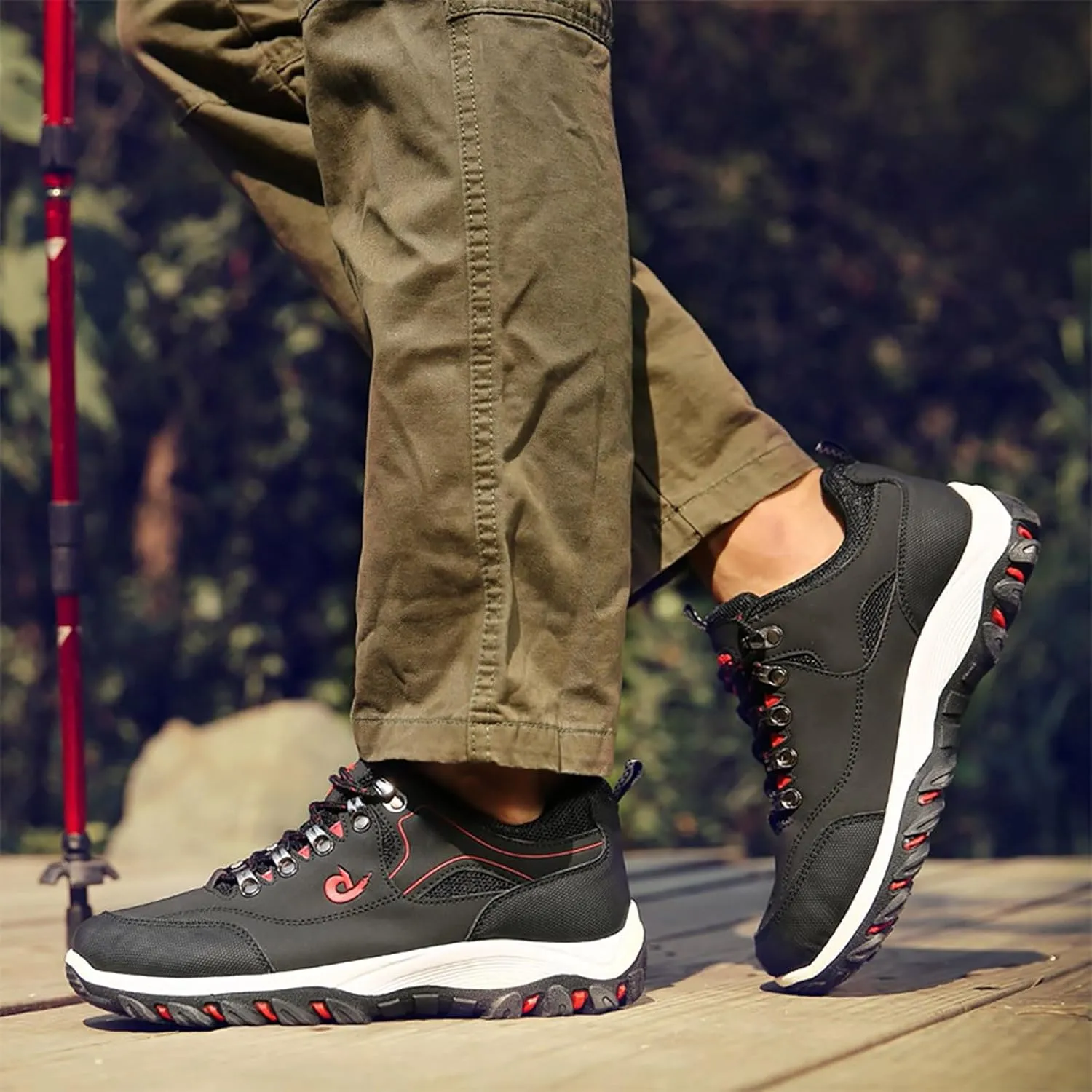 Men's Walking Shoes Waterproof Hiking Shoes Slip on Orthopedic Sneakers Outdoor Non Slip Shoes Casual Trail Shoes