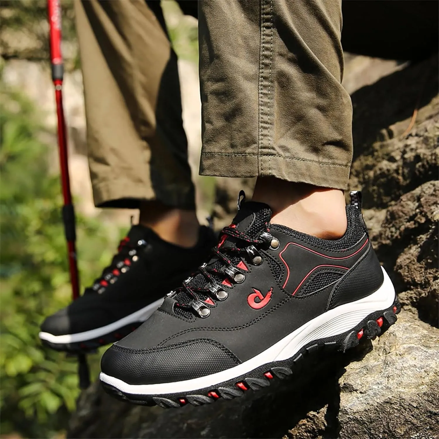 Men's Walking Shoes Waterproof Hiking Shoes Slip on Orthopedic Sneakers Outdoor Non Slip Shoes Casual Trail Shoes