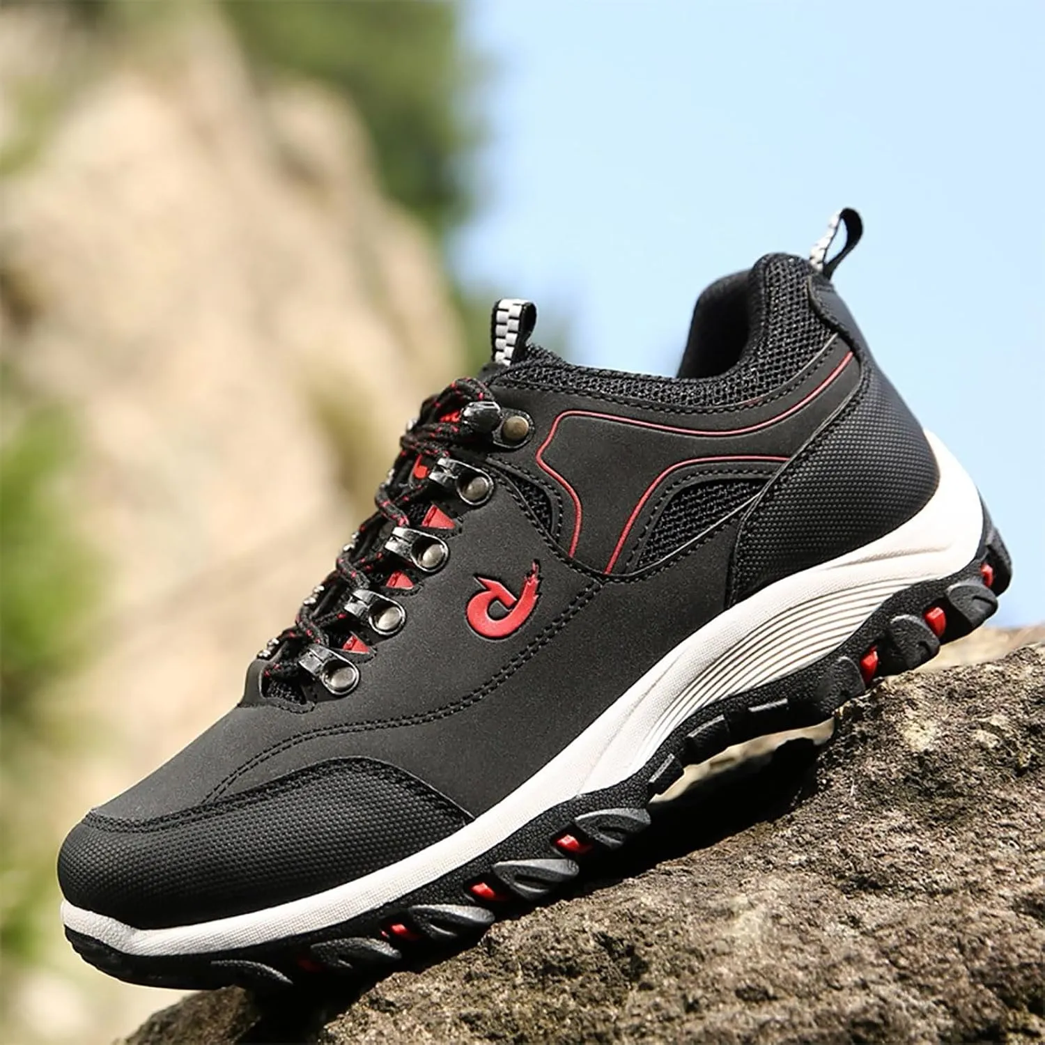 Men's Walking Shoes Waterproof Hiking Shoes Slip on Orthopedic Sneakers Outdoor Non Slip Shoes Casual Trail Shoes