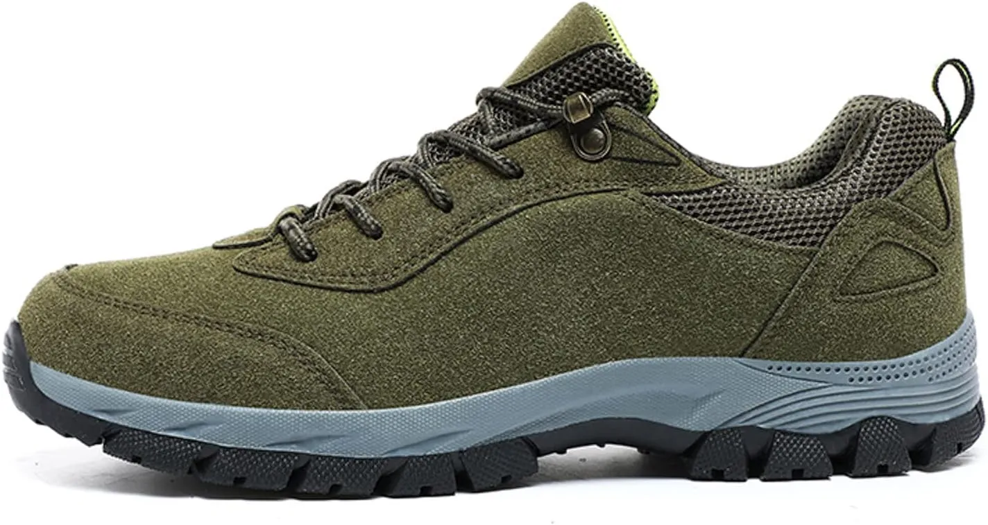 Men's Waterproof Hiking Shoes Suede Low-Top Breatable Comfortable Hiking Boots for Lightweight Outdoor Climbing Trekking Camping Walking with Arch Support Men's Daily Walking Shoes