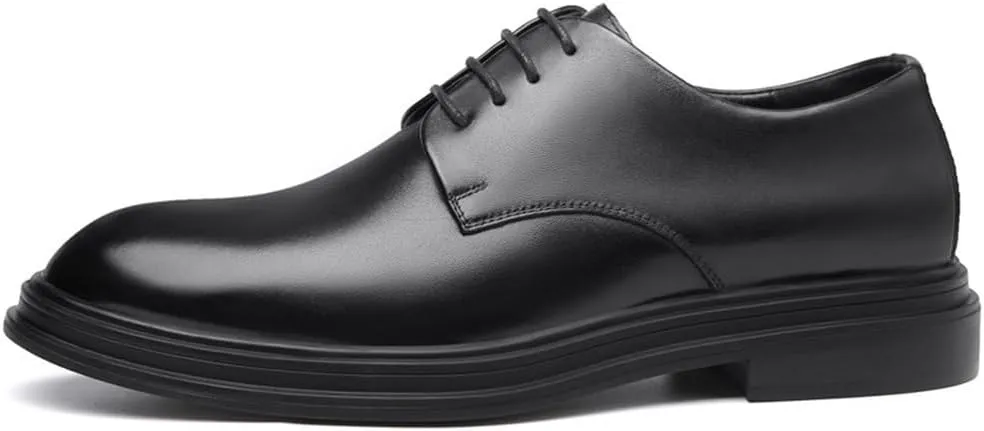Mens Waterproof Platform Dress Shoes Classic Black Lace Up Patent Leather Shoes Formal Business Office Oxfords