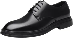 Mens Waterproof Platform Dress Shoes Classic Black Lace Up Patent Leather Shoes Formal Business Office Oxfords