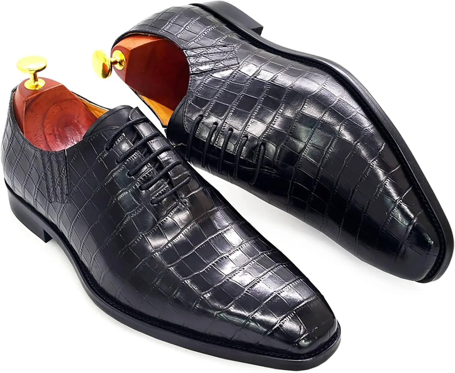 Mens Wedding Party Brogues Derbys Formal Dress Retro Oxfords Work Uniform Wingtip Leather Lace-ups,Black-39