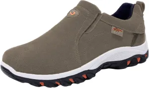 Men's Wide Hiking Shoes Slip on Loafers Trekking Trails Sneakers Waterproof Walking Shoes with Arch Support