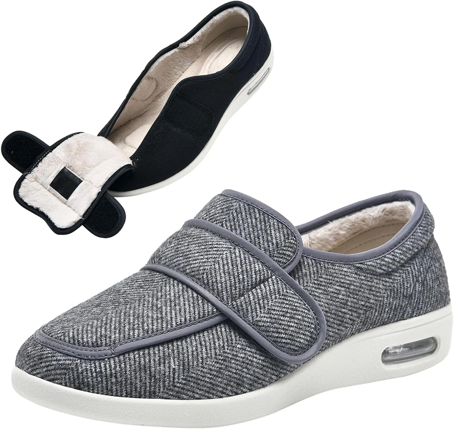 Mens Womens Diabetic Shoes Adjustable, Walking Shoes Wide Lightweight Widening for Elderly Swollen Feet Non Slip, Indoor Outdoor Shoes