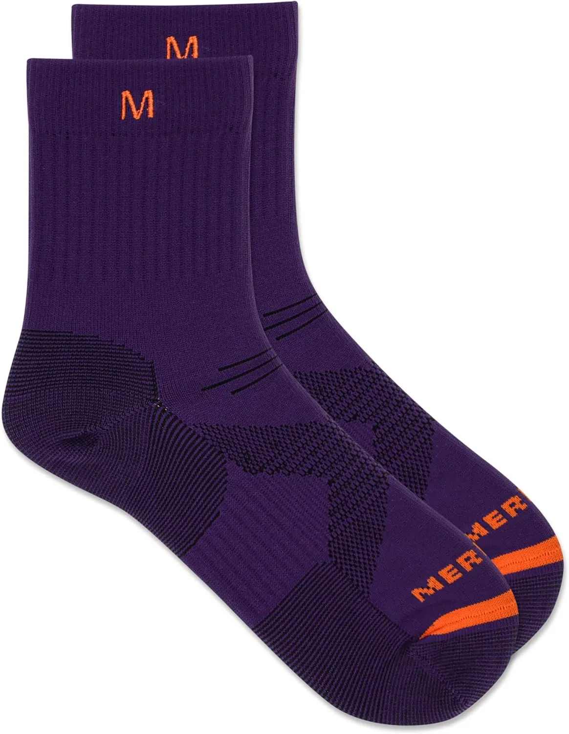 Merrell Men's and Women's Trail Running Lightweight Socks-Unisex Anti-Slip Heel and Breathable Mesh Zones