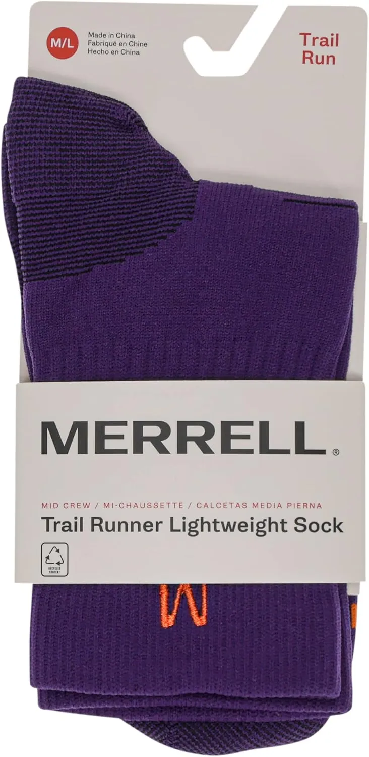 Merrell Men's and Women's Trail Running Lightweight Socks-Unisex Anti-Slip Heel and Breathable Mesh Zones