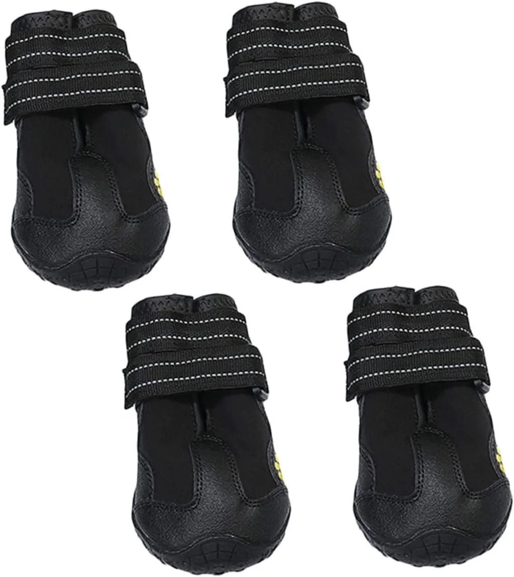 Mikikit 4Pcs Dog Protective Shoes Non Slip Wear Resistant Boots Comfortable Fit for Cold and Ice for Outdoor Adventures