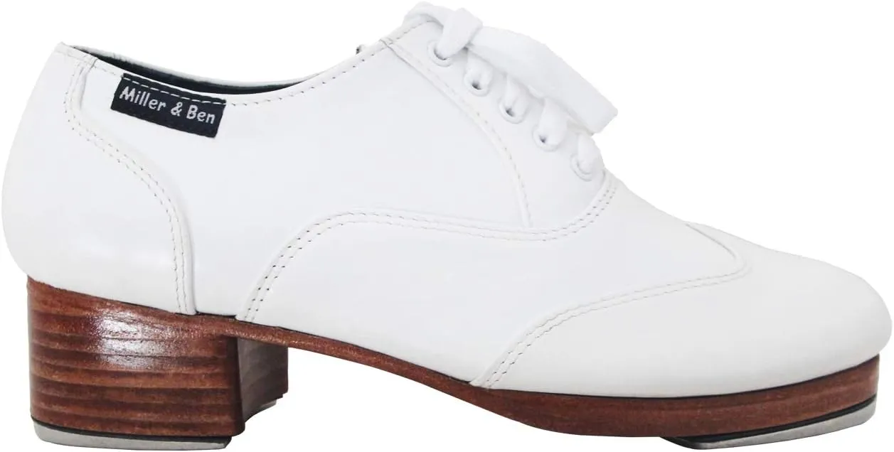 Miller & Ben Tap Shoes; Triple Threat; All White Professional Tap Shoes