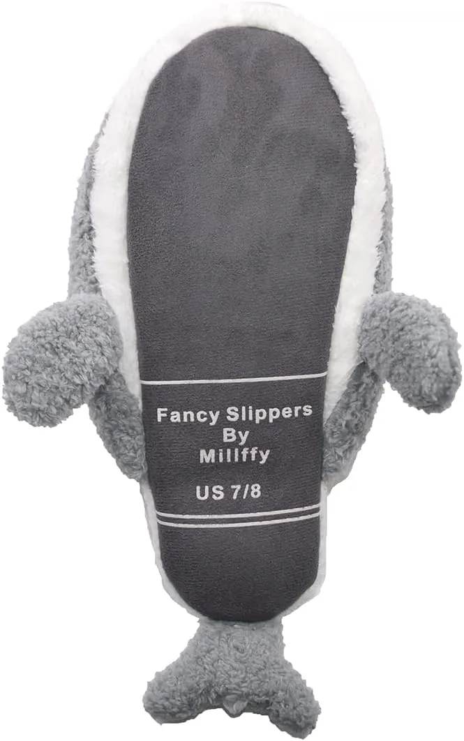 Millffy Whale Narwhal Floor Slippers - Soft House Slippers for Women, Electric USB Heated