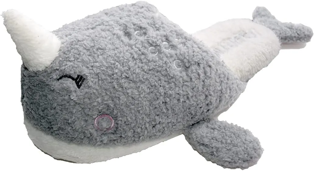 Millffy Whale Narwhal Floor Slippers - Soft House Slippers for Women, Electric USB Heated