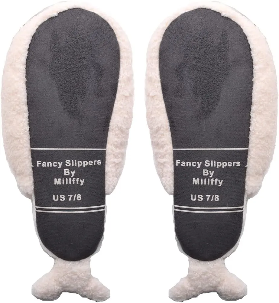 Millffy Whale Narwhal Floor Slippers - Soft House Slippers for Women, Electric USB Heated