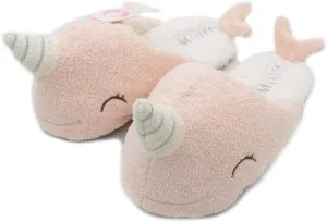 Millffy Whale Narwhal Floor Slippers - Soft House Slippers for Women, Electric USB Heated