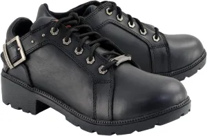 Milwaukee Leather MBL9311 Women's Black Leather Lace-Up Motorcycle Riding Shoes with Anti-Slip Outsole - 8.5