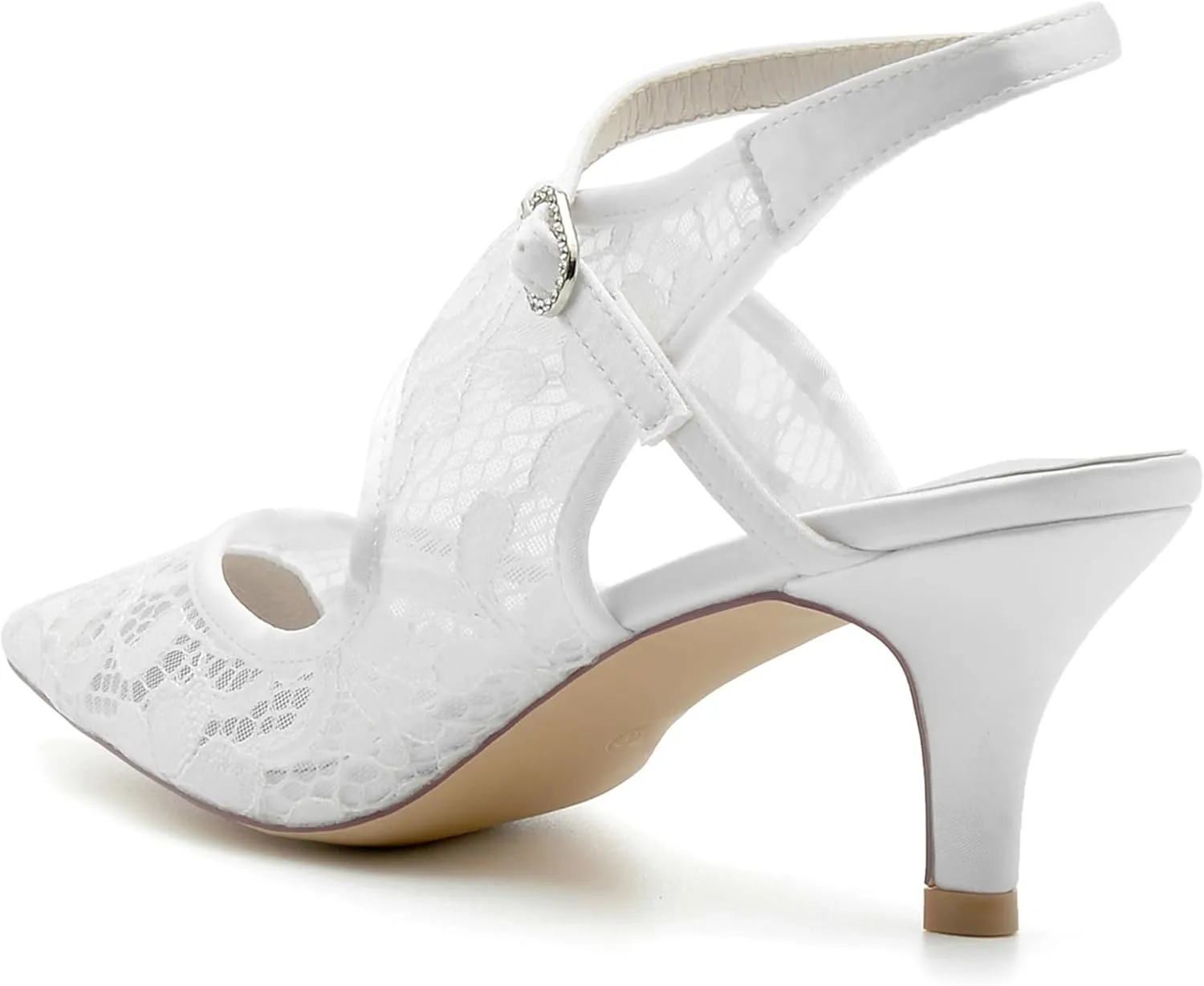 Minishion Wedding Dress Shoes for Women Lace Slingback Low Heel Prom Formal Pumps Mules BR049