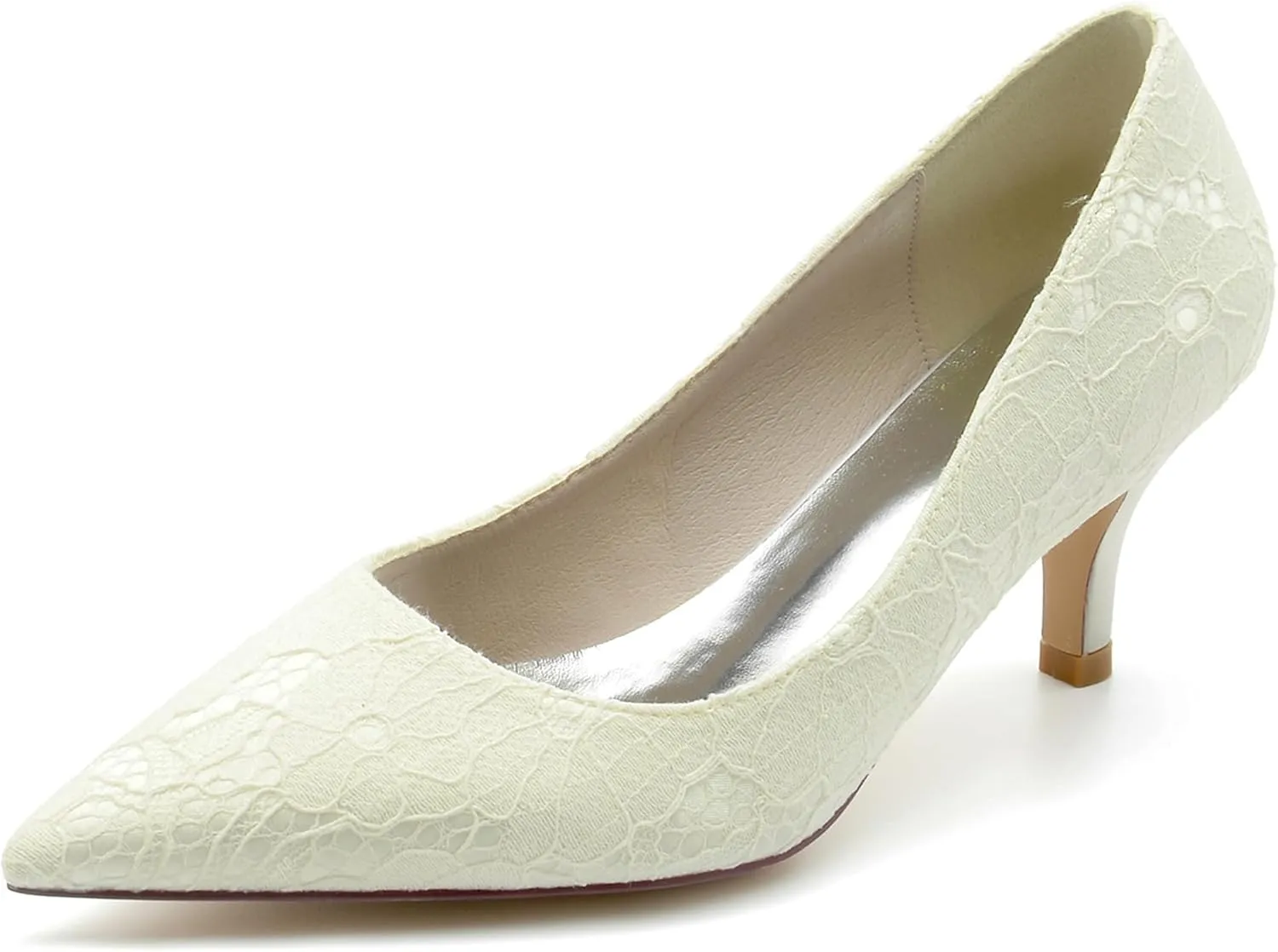 Minishion Wedding Shoes for Women Bridesmaid Slip on Lace Formal Prom Pumps BR050