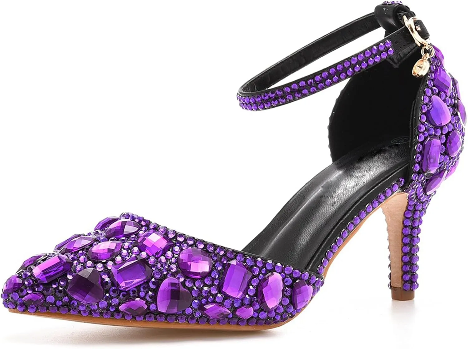 Minishion Womens Ankle Strap Wedding Shoes with Rhinestones Evening Formal Pumps