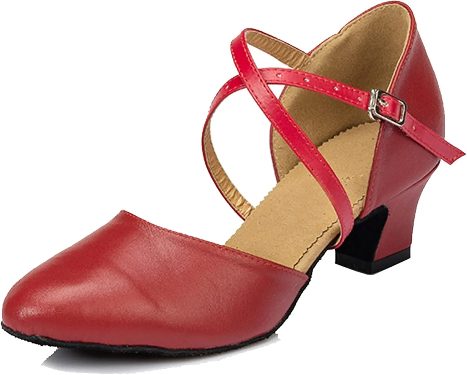 Minishion Women's Closed Toe Dance Shoes Ankle Strap Formal Party Evening Pumps