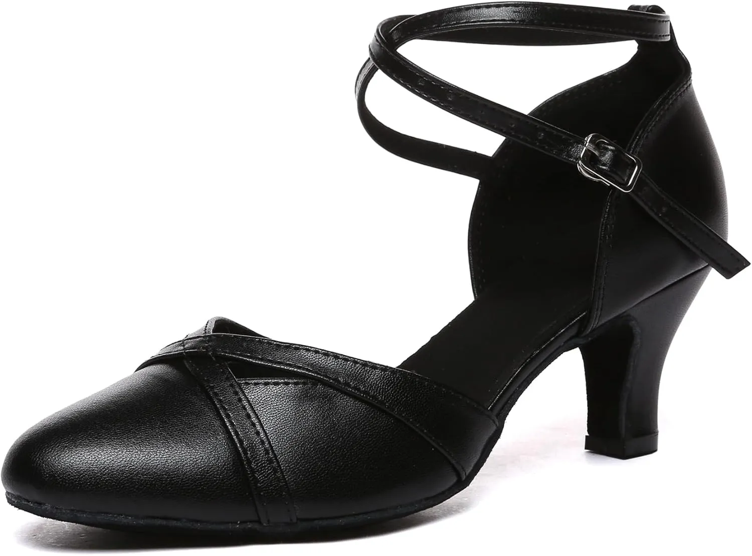 Minishion Women's Closed Toe Dance Shoes Ankle Strap Formal Party Evening Pumps