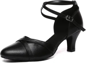 Minishion Women's Closed Toe Dance Shoes Ankle Strap Formal Party Evening Pumps