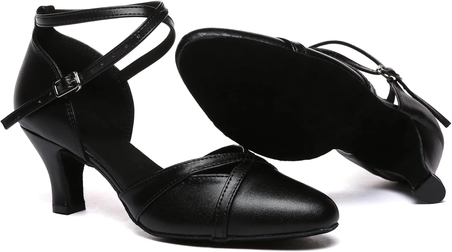 Minishion Women's Closed Toe Dance Shoes Ankle Strap Formal Party Evening Pumps