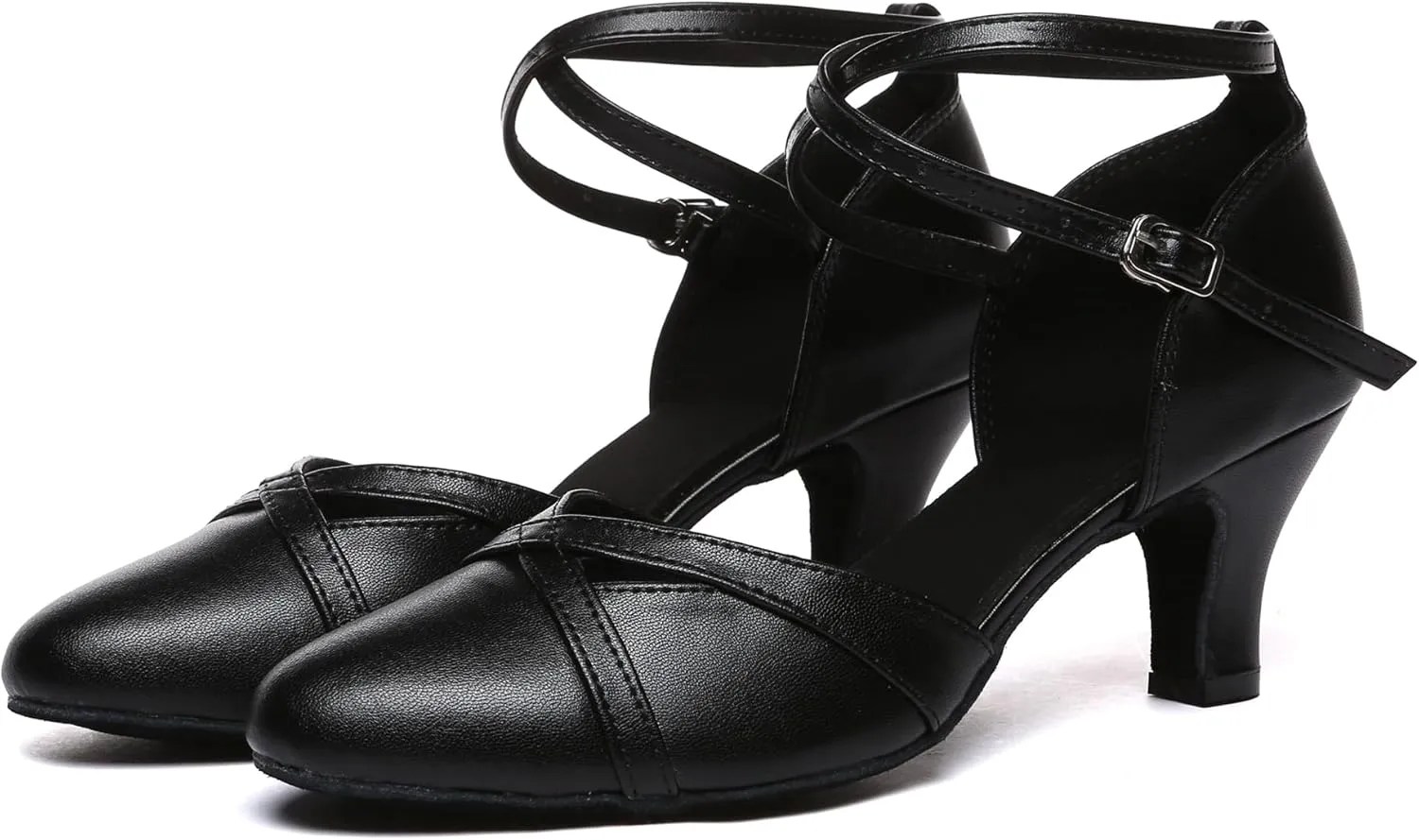 Minishion Women's Closed Toe Dance Shoes Ankle Strap Formal Party Evening Pumps