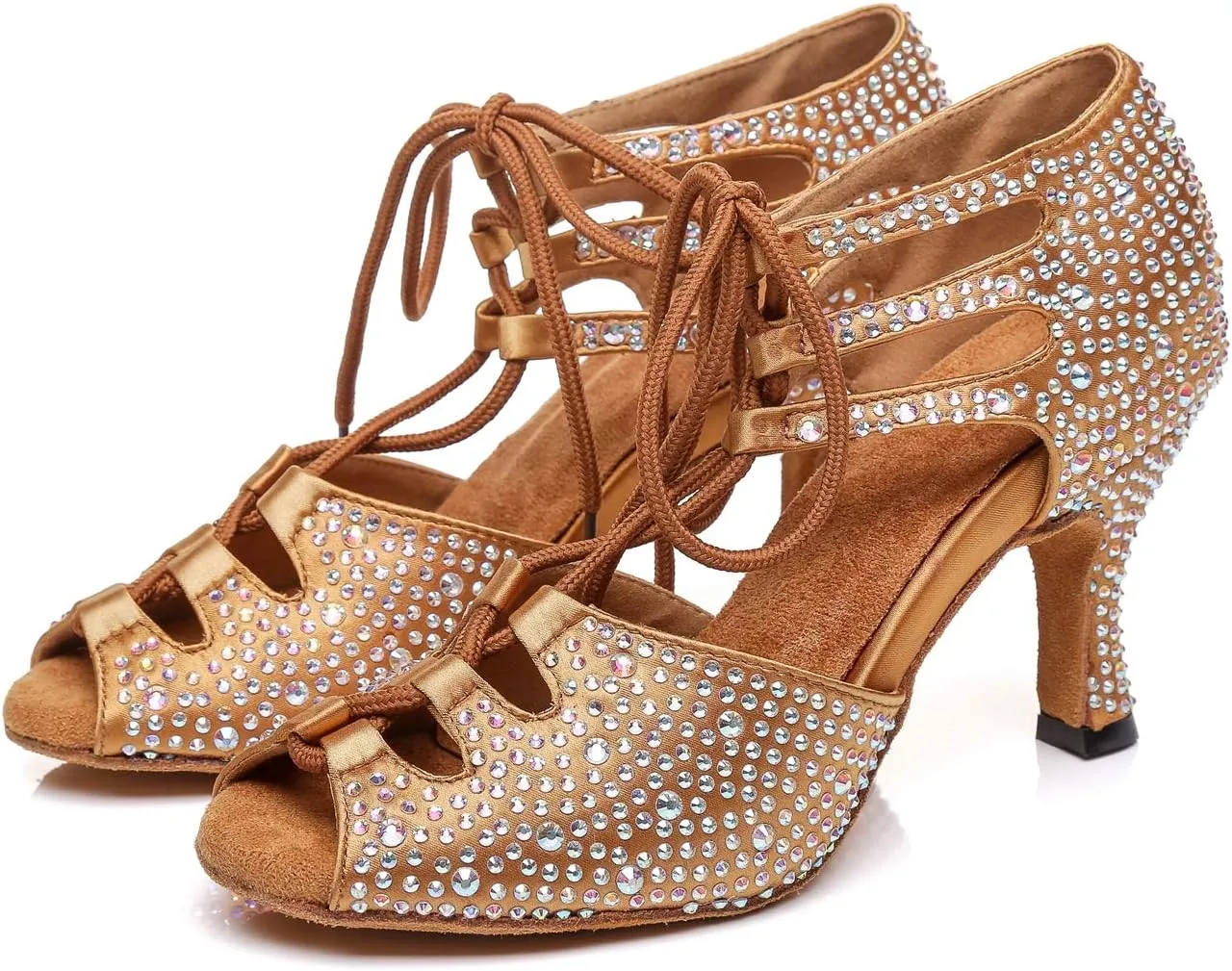 Minishion Women's Latin Salsa Lace-up Dance Shoes Formal Party Sandals
