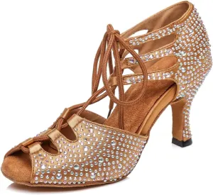 Minishion Women's Latin Salsa Lace-up Dance Shoes Formal Party Sandals