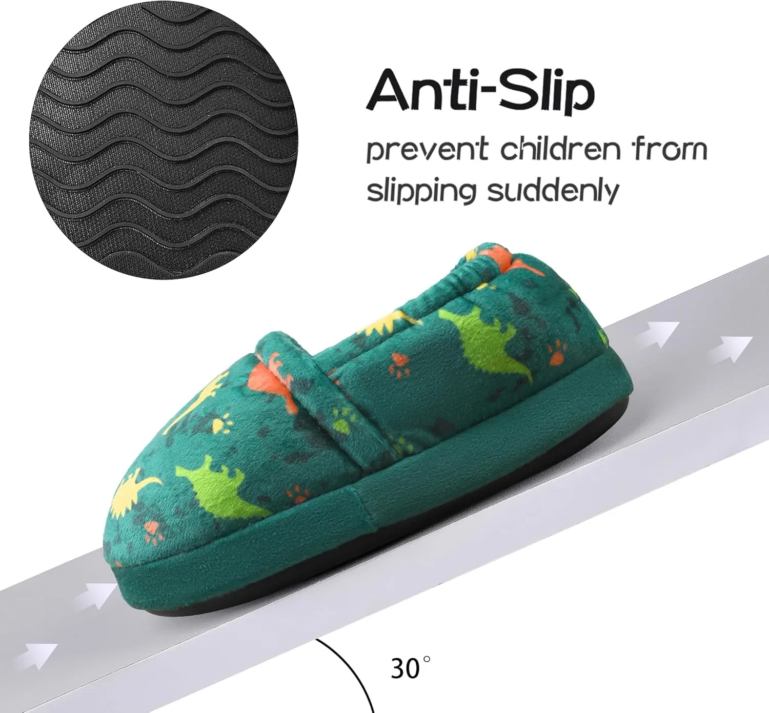 MIXIN Boys Slippers Indoor House Slippers Bedroom Dinosaur Soft Warm Boys House Shoes with Memory Foam