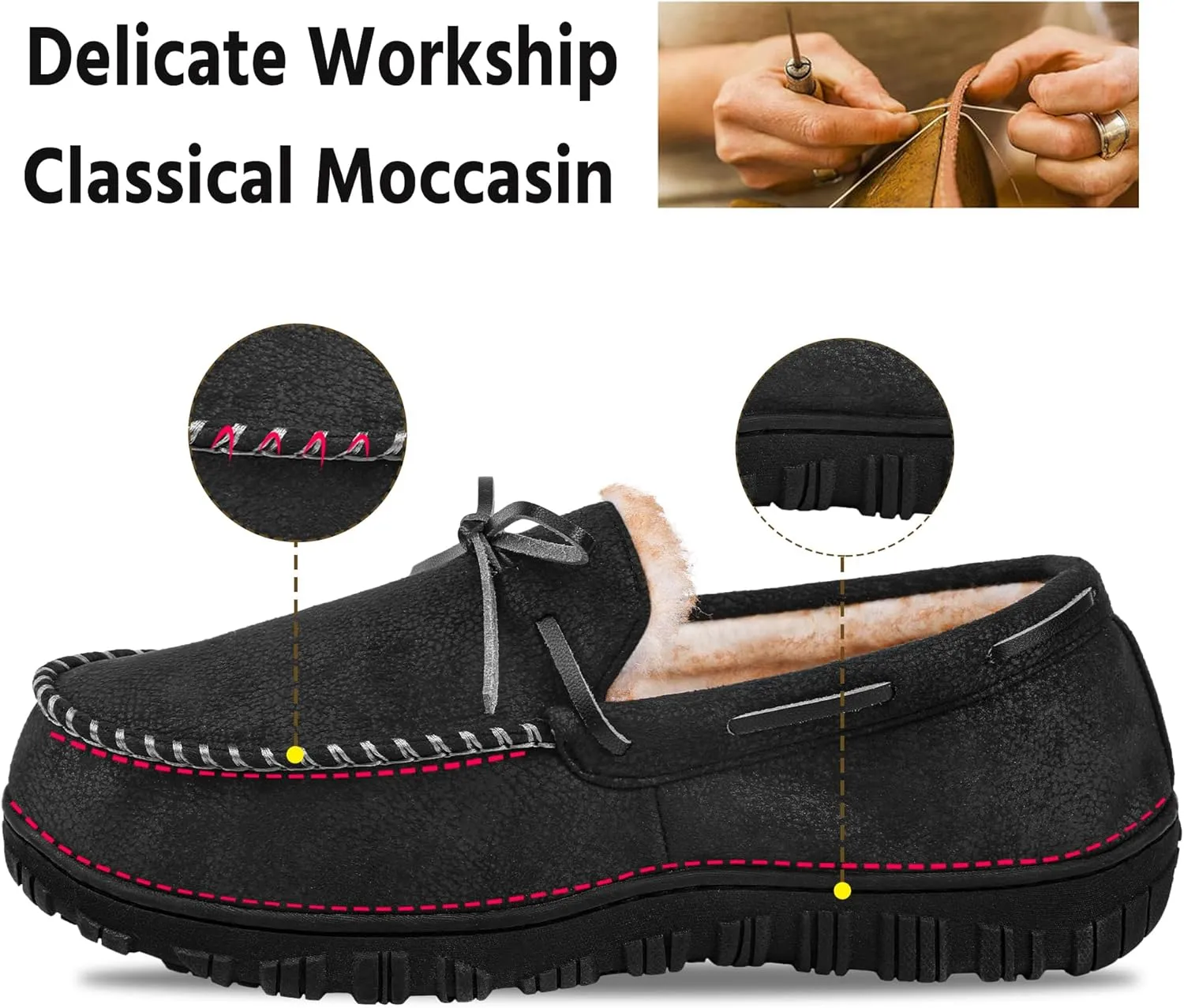 MIXIN Mens Slippers Indoor Outdoor Memory Foam House Shoes Anti-Slip Moccasins Slippers for Men