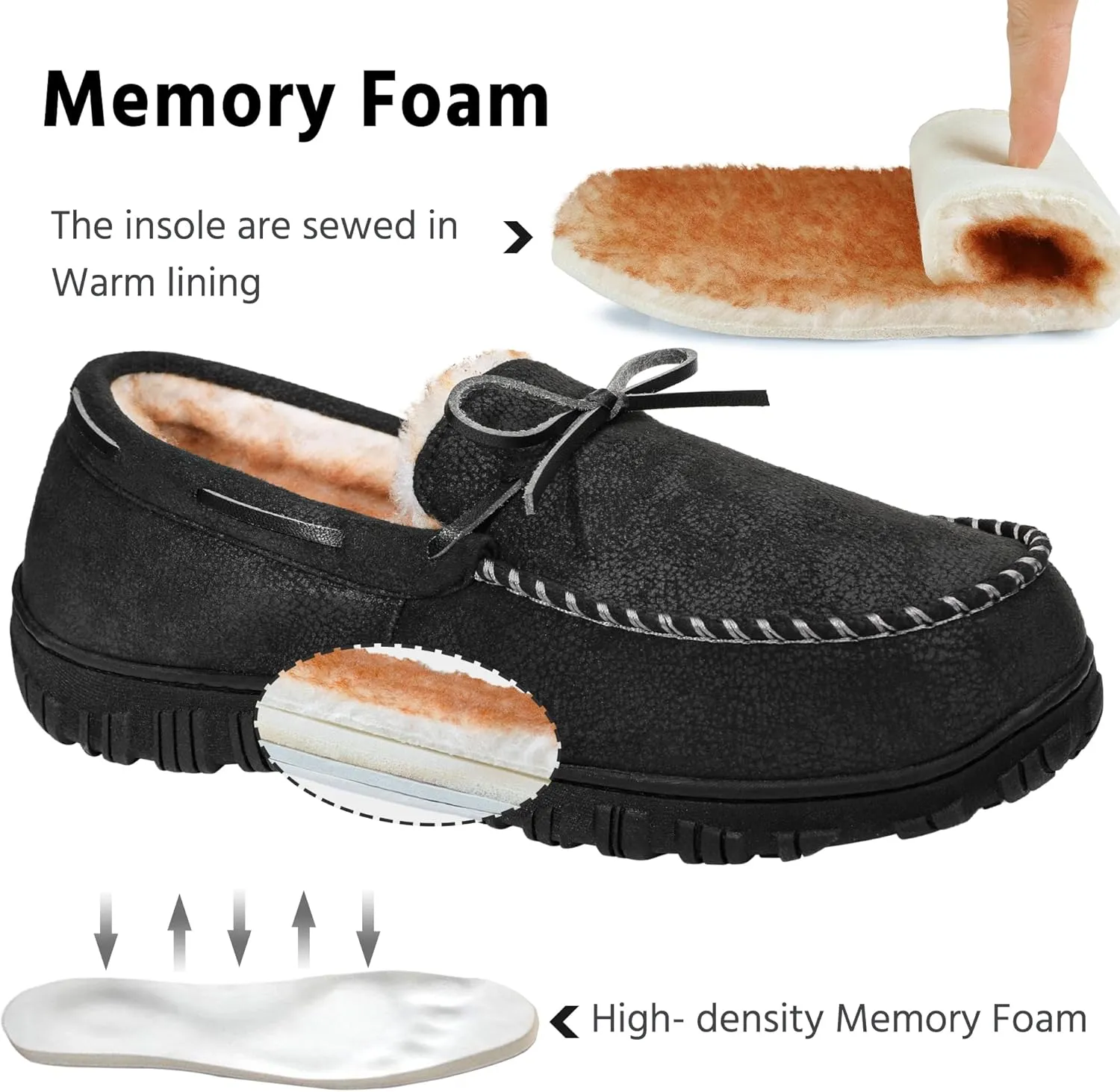 MIXIN Mens Slippers Indoor Outdoor Memory Foam House Shoes Anti-Slip Moccasins Slippers for Men
