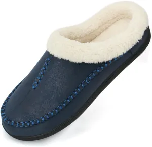 Moccasins for Men Memory Foam Slippers Men's House Shoes for Indoor Outdoor with Microsuede Fleece Fuzzy Lined