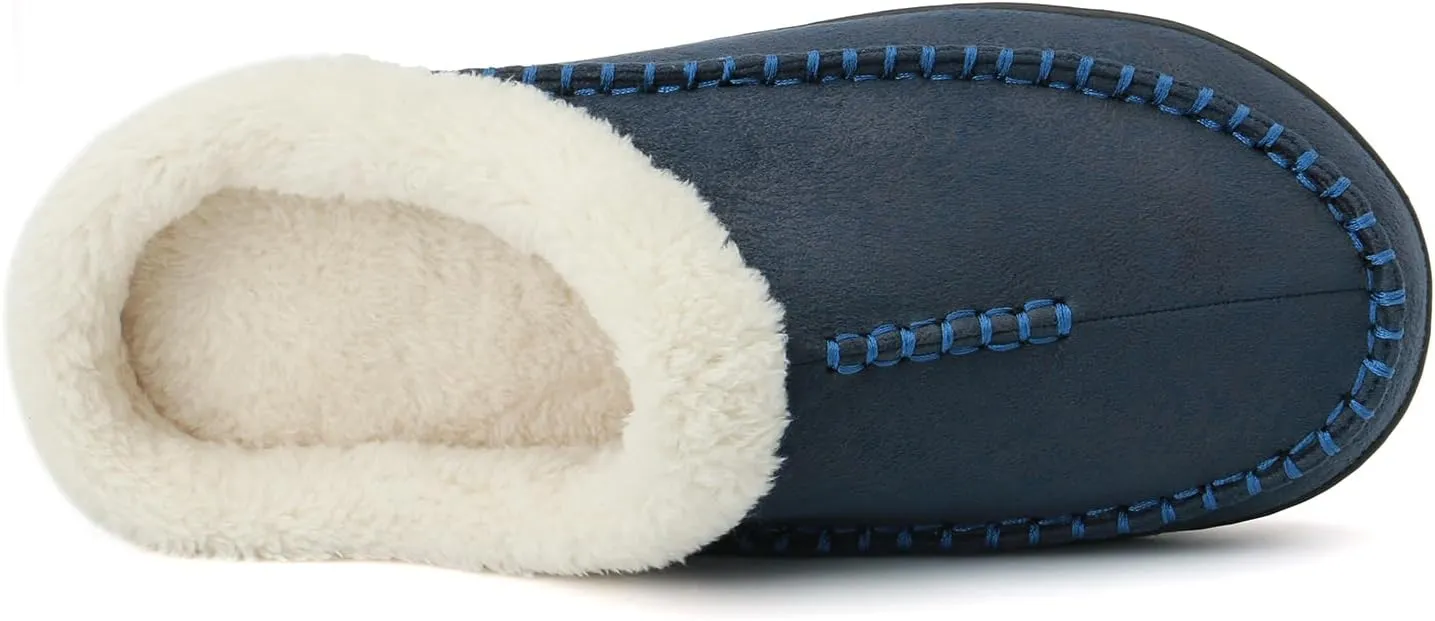 Moccasins for Men Memory Foam Slippers Men's House Shoes for Indoor Outdoor with Microsuede Fleece Fuzzy Lined