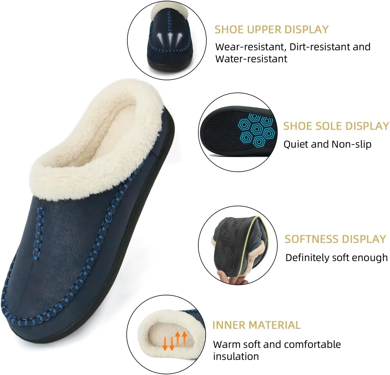 Moccasins for Men Memory Foam Slippers Men's House Shoes for Indoor Outdoor with Microsuede Fleece Fuzzy Lined
