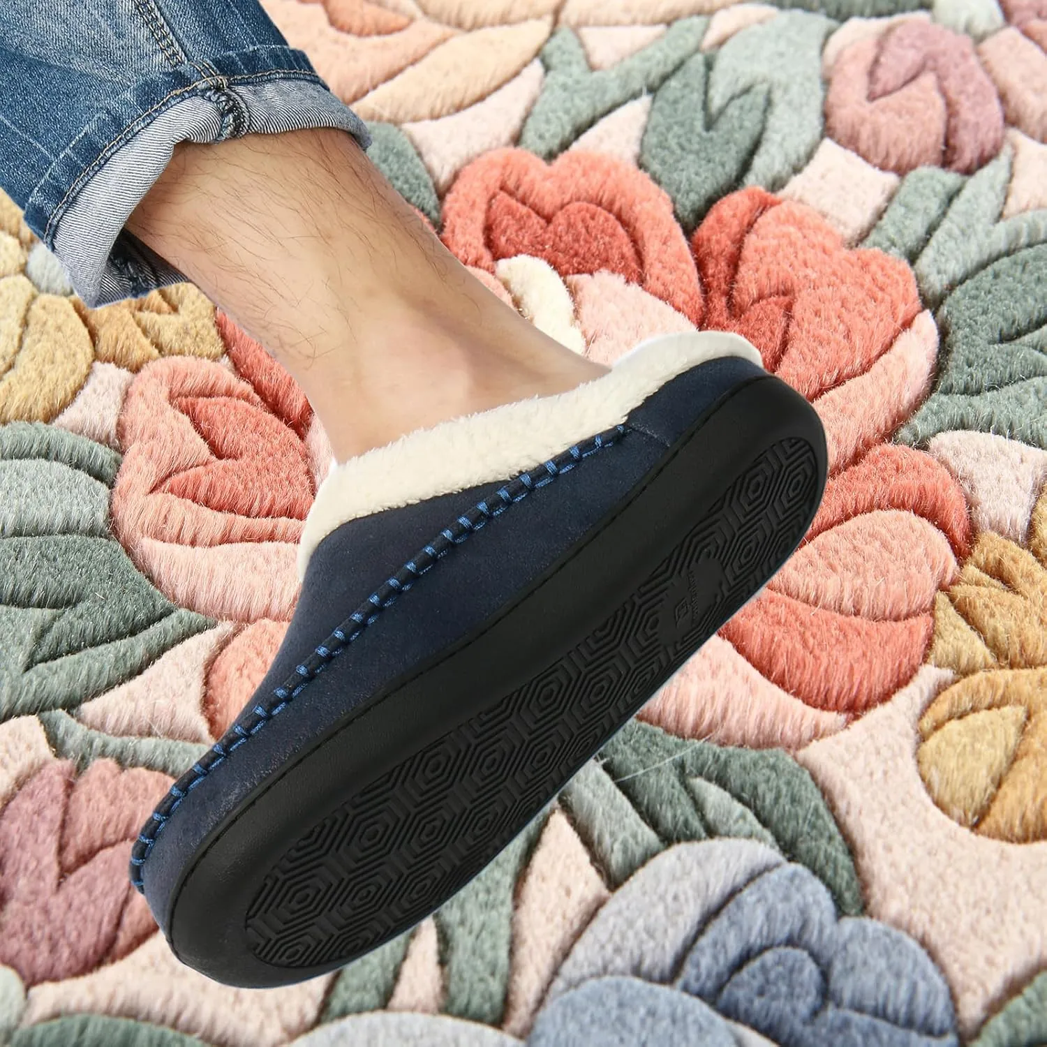 Moccasins for Men Memory Foam Slippers Men's House Shoes for Indoor Outdoor with Microsuede Fleece Fuzzy Lined