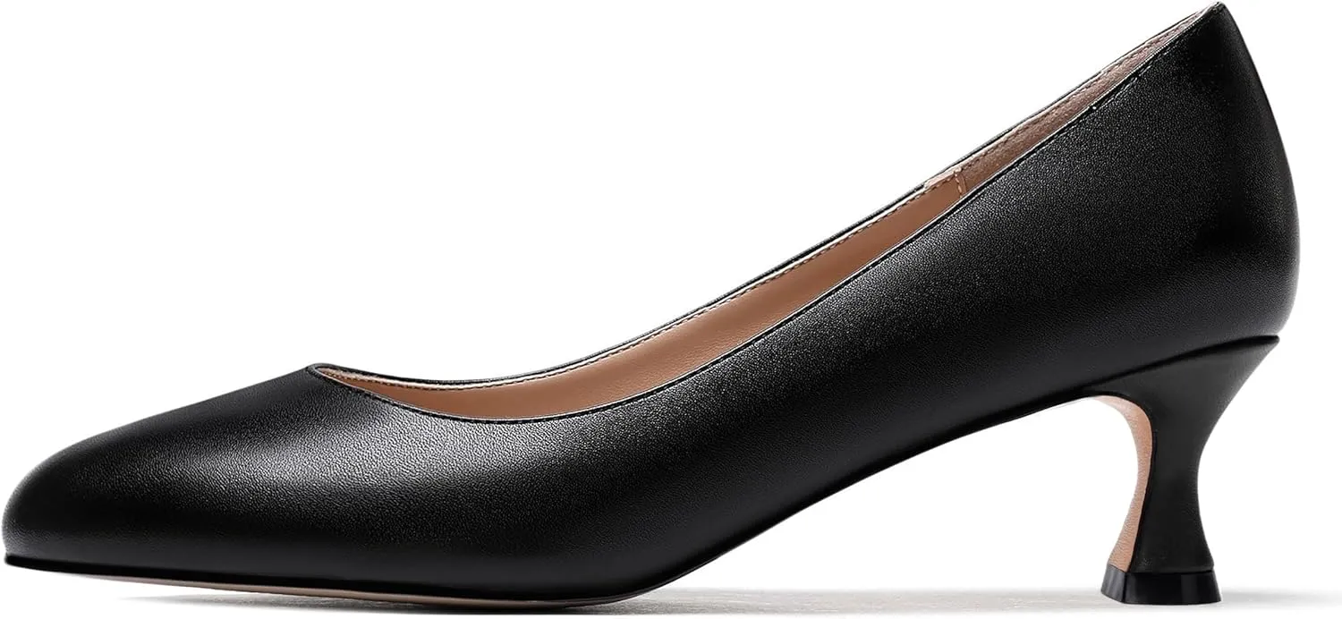 MODENCOCO Womens Office Matte Slip On Formal Round Toe Comfortable Kitten Low Heel Pumps Dress Shoes 2 Inch