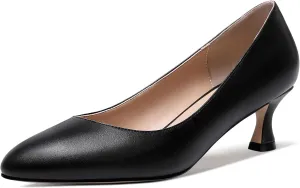 MODENCOCO Womens Office Matte Slip On Formal Round Toe Comfortable Kitten Low Heel Pumps Dress Shoes 2 Inch