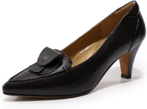 Mona flying Womens Leather Comfortable Pointed Toe Pumps 7cm High Heels Dressy Casual Office Work Shoes for Ladies