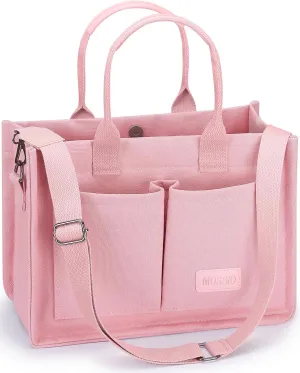 Mossio Large Canvas Tote Bag for Women with Pockets - Laptop Crossbody Work Tote Bag Everyday Bag Shoulder Purse Handbag