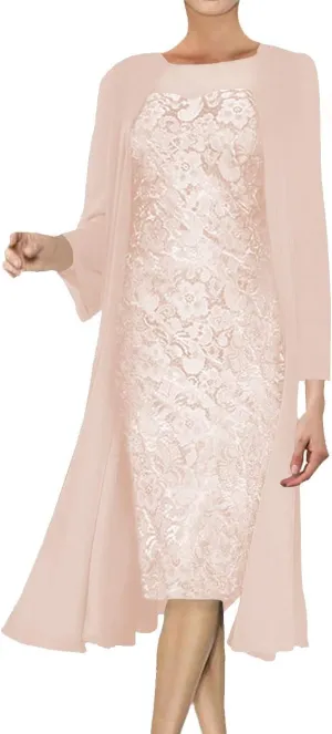 Mother of The Bride Dresses Lace Evening Formal Dress Chiffon Long Jacket Wedding Guest Groom Women's