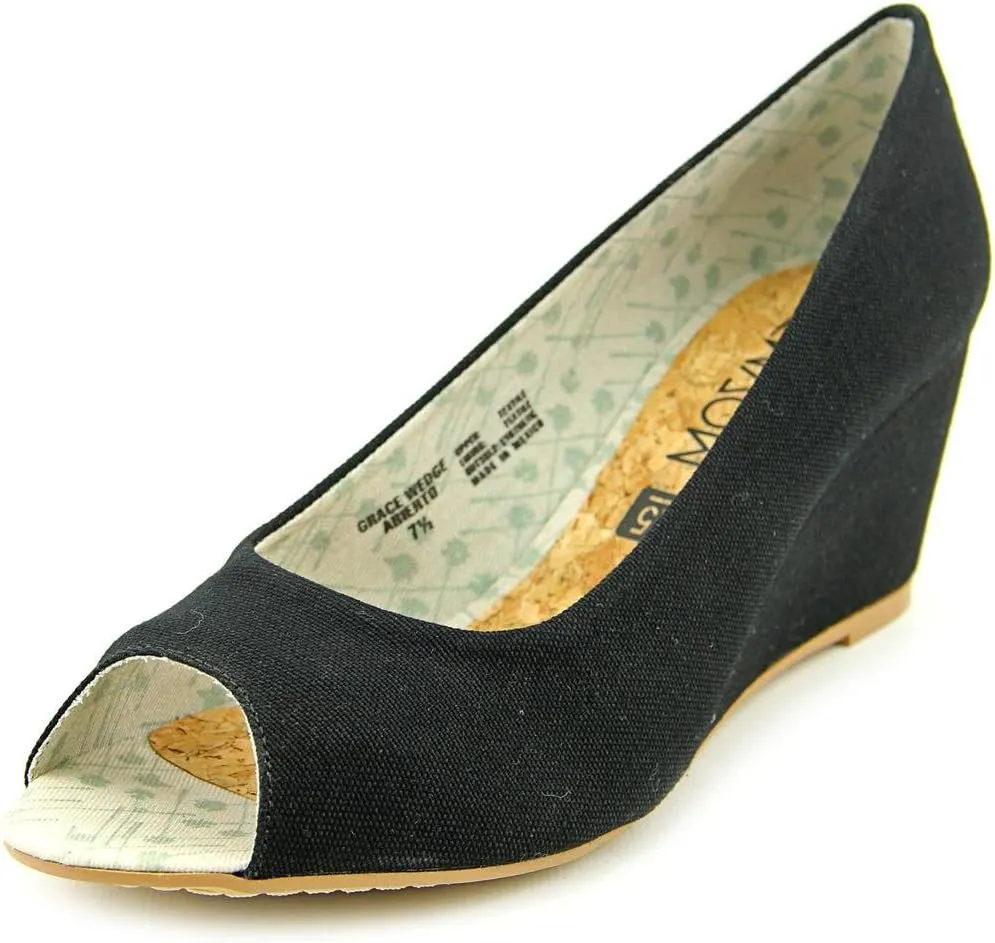 Movmt Grace Wedge Women Black Peep Toe Wedge Heel