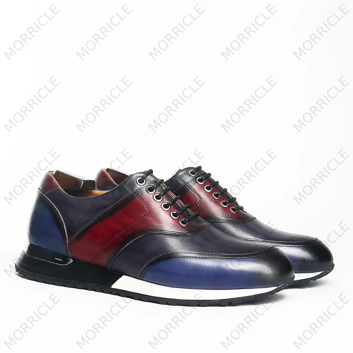 Multi-Color Lace-Up Leather Sneaker