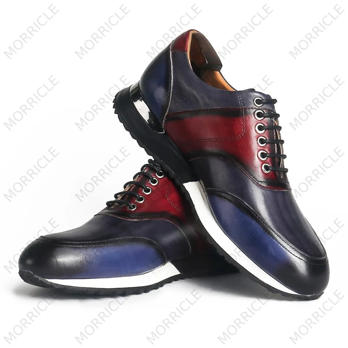 Multi-Color Lace-Up Leather Sneaker