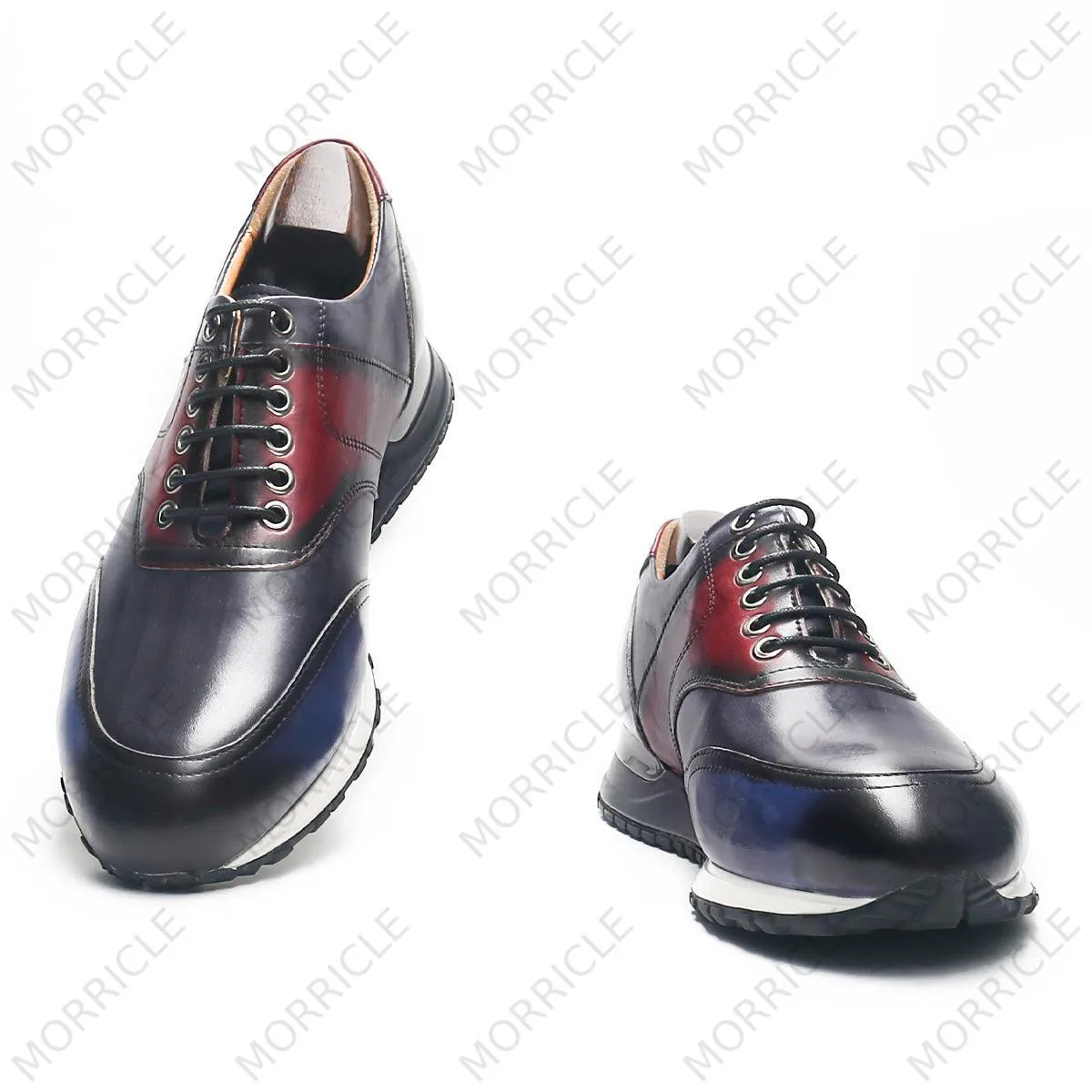 Multi-Color Lace-Up Leather Sneaker