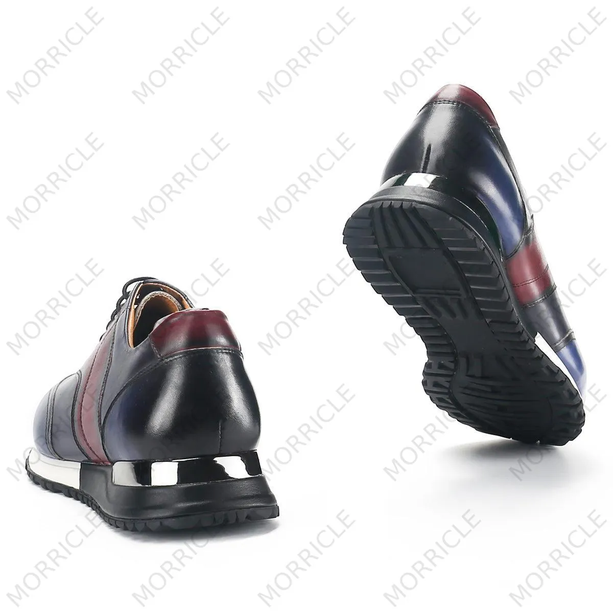 Multi-Color Lace-Up Leather Sneaker