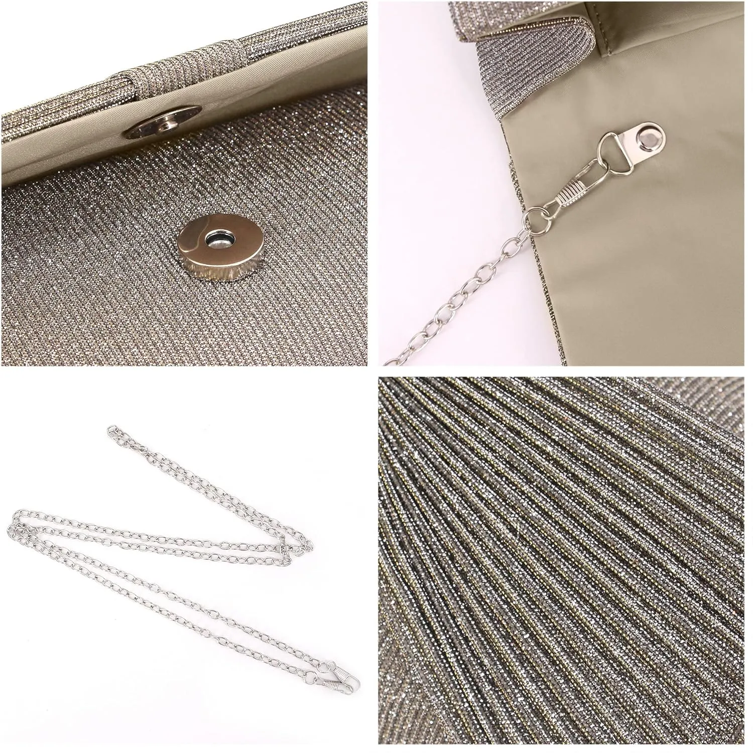 Naimo Flap Dazzling Small Clutch Bag Evening Bag With Detachable Chain