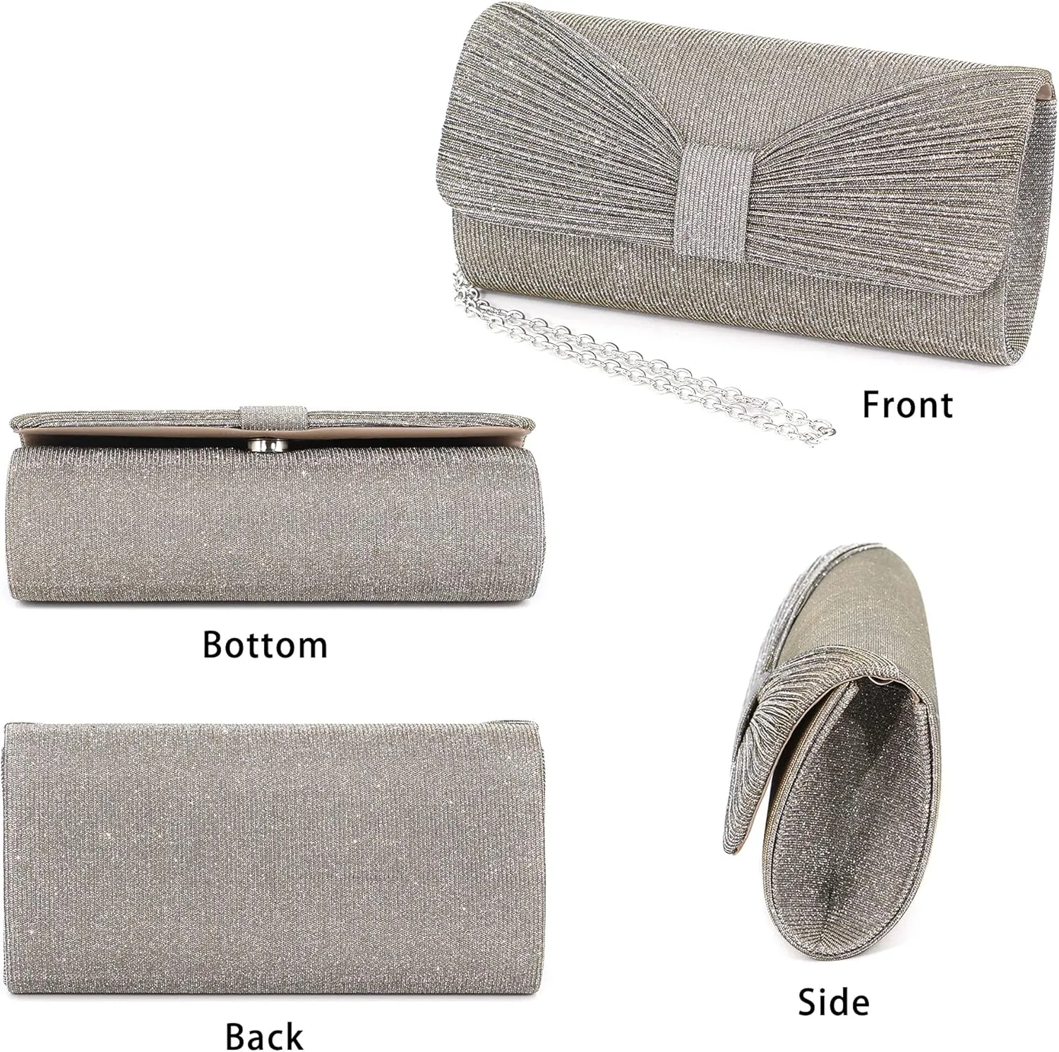 Naimo Flap Dazzling Small Clutch Bag Evening Bag With Detachable Chain