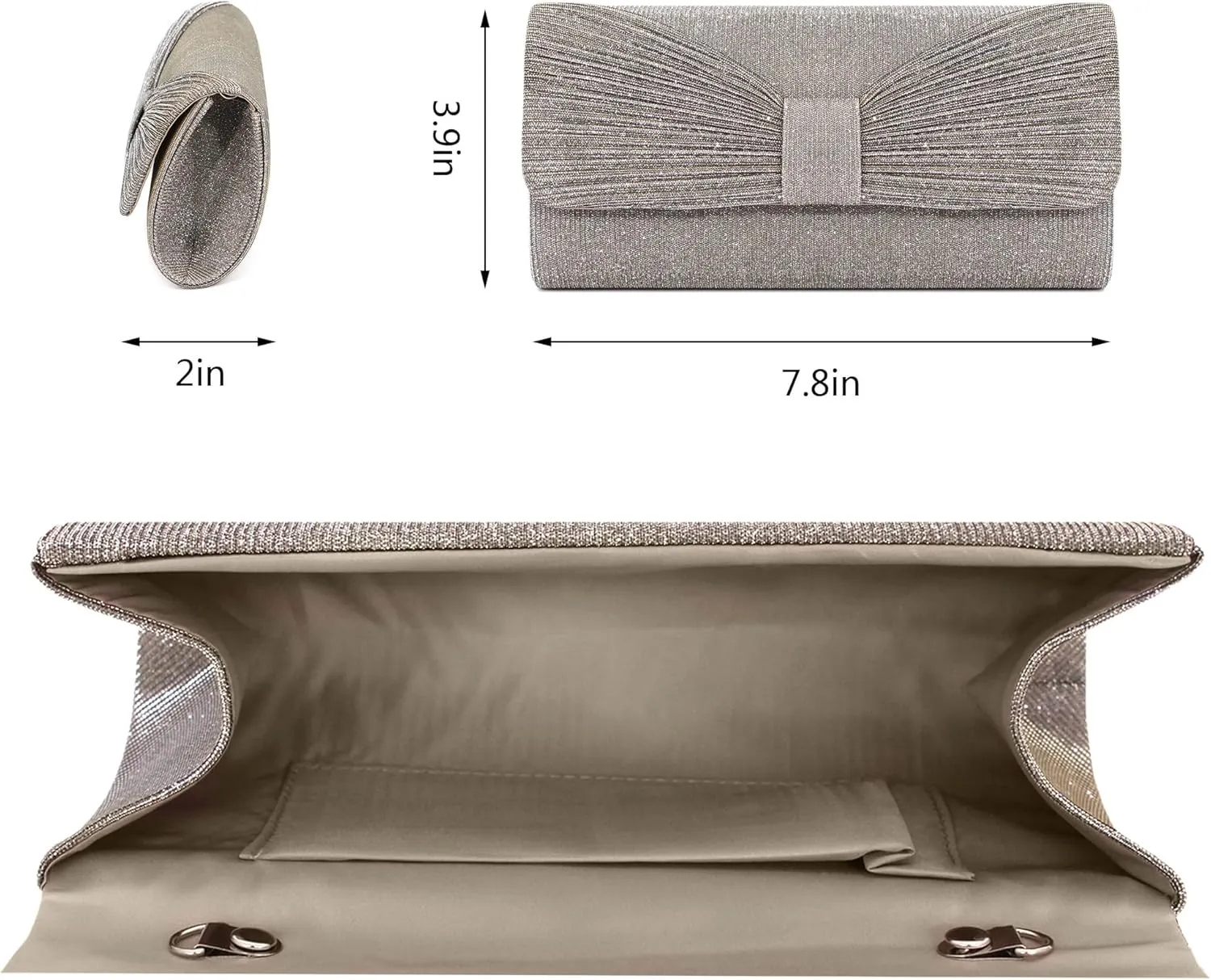 Naimo Flap Dazzling Small Clutch Bag Evening Bag With Detachable Chain