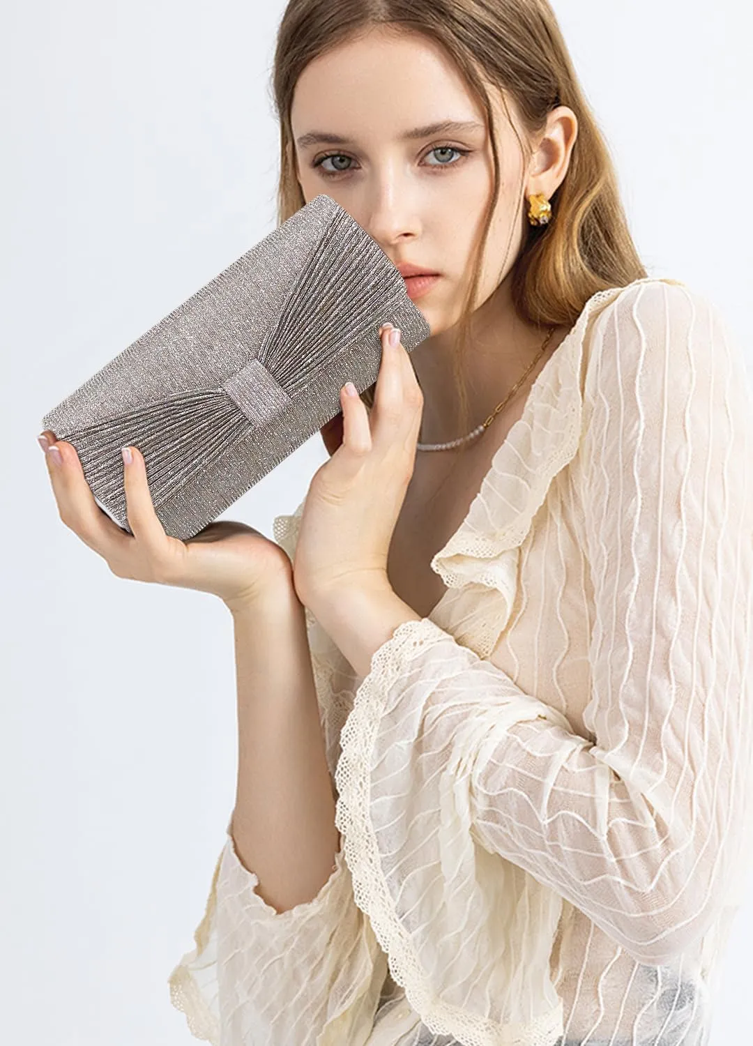 Naimo Flap Dazzling Small Clutch Bag Evening Bag With Detachable Chain